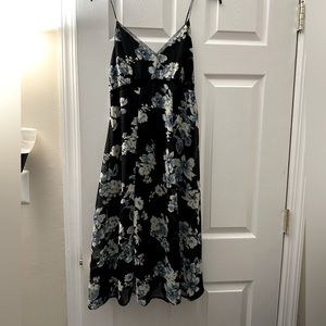 Blue and black flowered dress